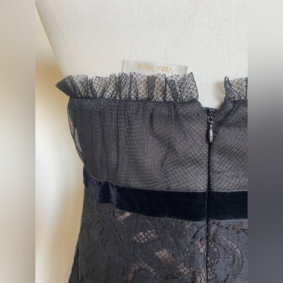 VERA WANG ✨🎁🎄🥂🎩 Strapless Black Tulle, Lace & Velvet Mermaid Gown/Dress, Size 8 - Picture 6 of 13